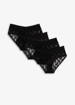 bonprix bonprix Braguita de encaje con fruncido (4 unidades) Negro Online