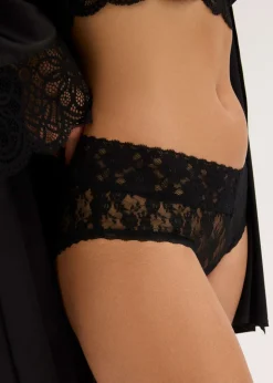 bonprix bonprix Braguita de encaje con fruncido (4 unidades) Negro Online