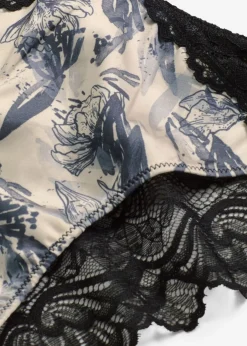 bonprix bonprix Braguita de satén estampado Gris acero estampado Sale
