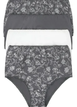 bonprix bonprix Braguita de talle alto (4 unidades) con agradable algodón Pizarra/plata mate de flores/plata mate Online