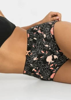 bonprix bonprix Braguita de talle alto (4 unidades) Negro de flores/negro/melocotón Outlet