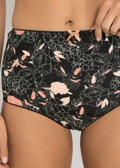 bonprix bonprix Braguita de talle alto (4 unidades) Negro de flores/negro/melocotón Outlet