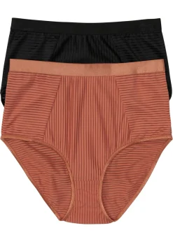 bonprix bonprix Braguita de talle alto (2 unidades) Negro + canela Outlet