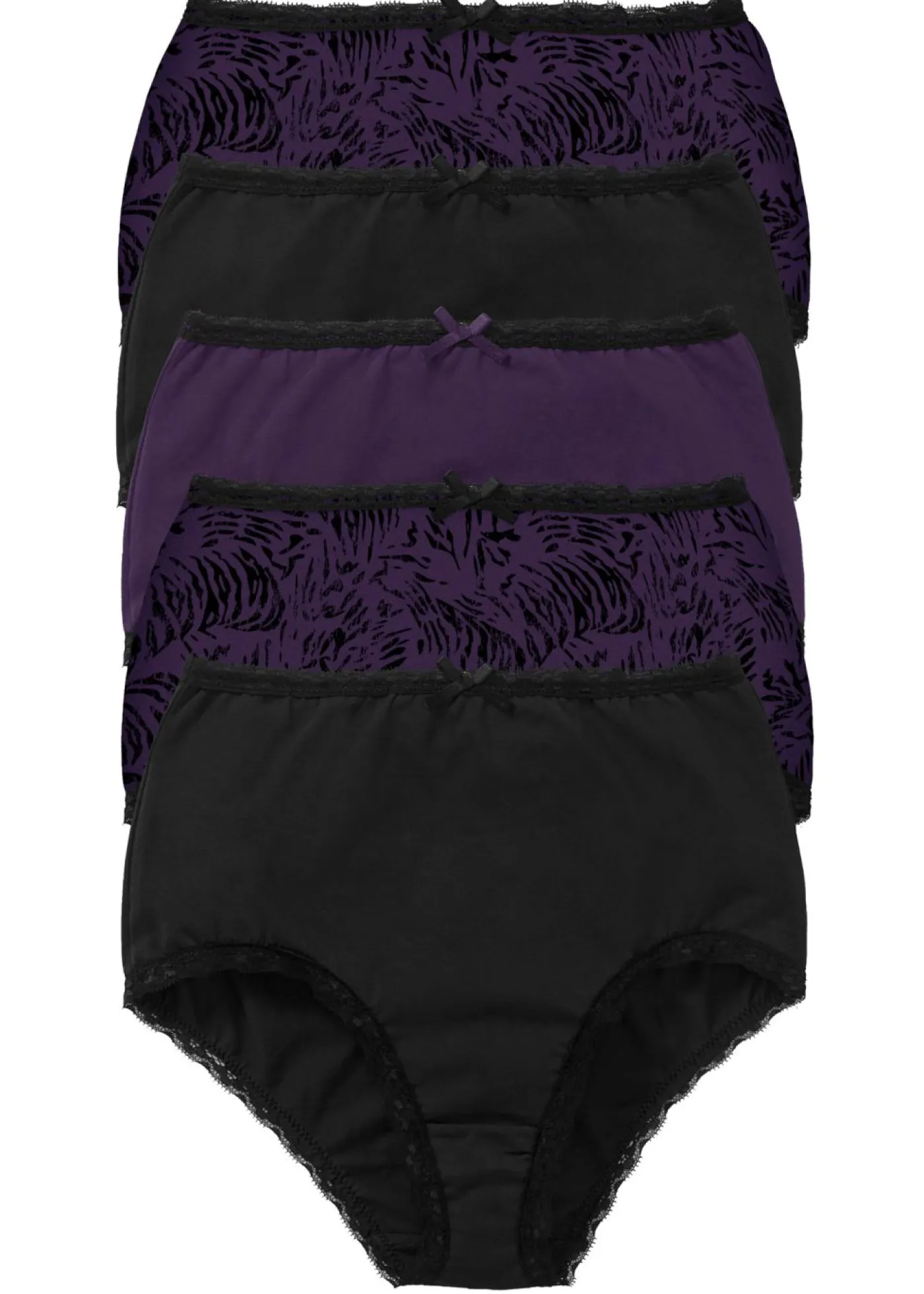 bonprix bonprix Braguita de talle alto (5 unidades) Negro-lila oscuro estampado Discount