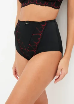 bonprix bonprix Braguita decorada con efecto moldeador medio Negro-rojo salsa Sale