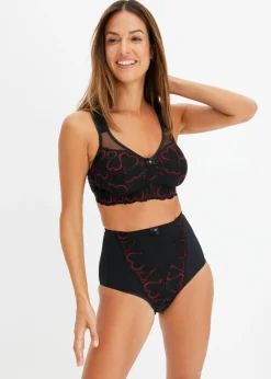 bonprix bonprix Braguita decorada con efecto moldeador medio Negro-rojo salsa Sale
