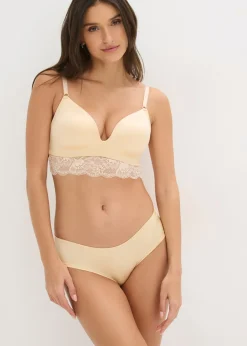 bonprix bonprix Braguita hipster + tanga con encaje suave (2 piezas) beige perla