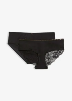 bonprix bonprix Braguita hipster de encaje elegante (2 unidades) Negro Clearance