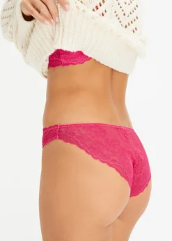 bonprix bonprix Braguita mini de encaje (2 unidades) Rosa oscuro-negro New