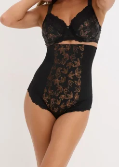 bonprix bonprix Braguita moldeadora de tiro alto con efecto moldeador intenso y aspecto brillante Negro-cobre metalizado Best