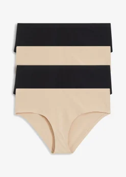 bonprix bonprix Braguita sin marcas visibles de algodón orgánico (4 unidades) Beige tiza-negro Online