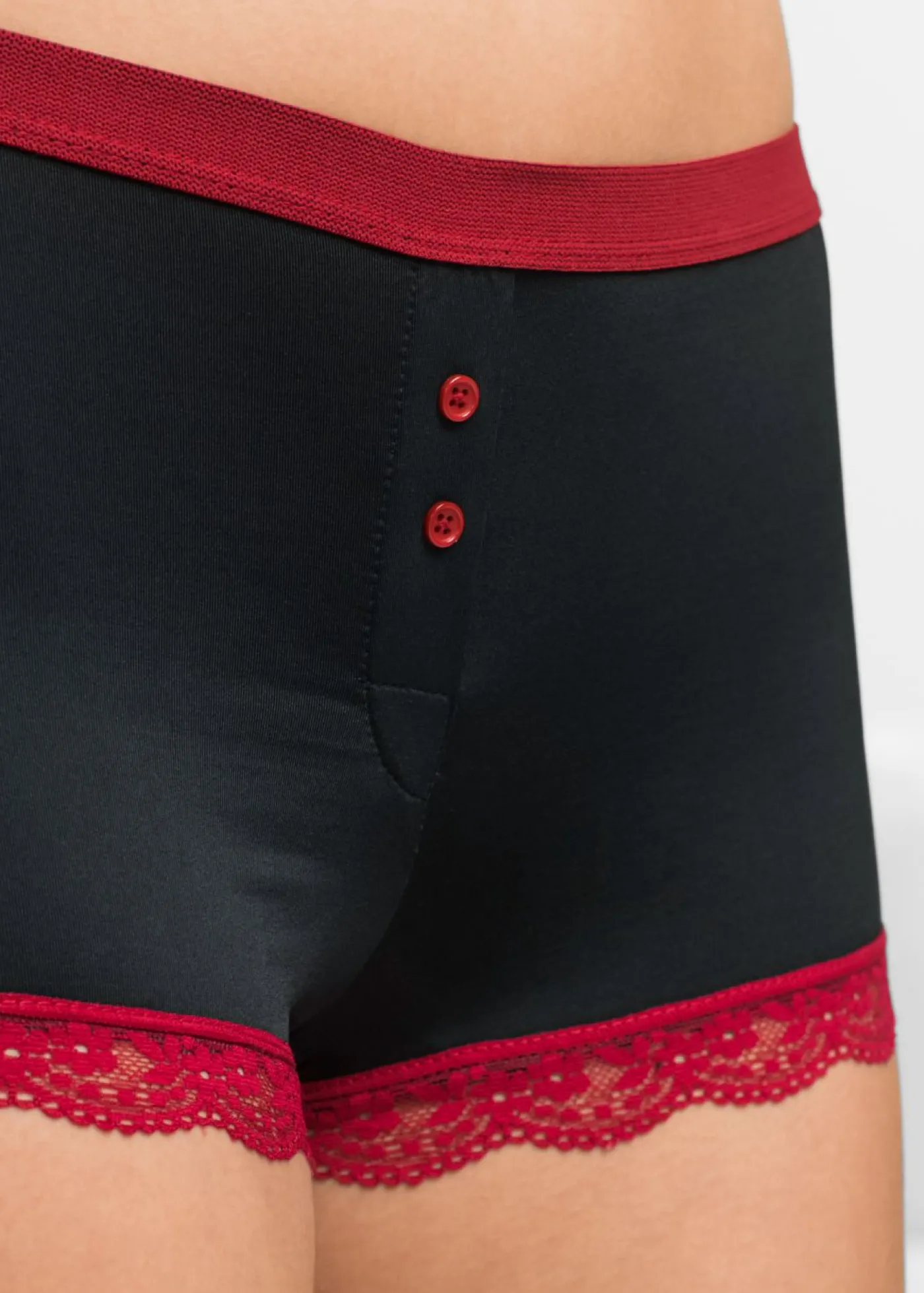 bonprix bonprix Braguitas bóxer de microfibra para mujer (3 unidades) Negro-rojo oscuro Hot