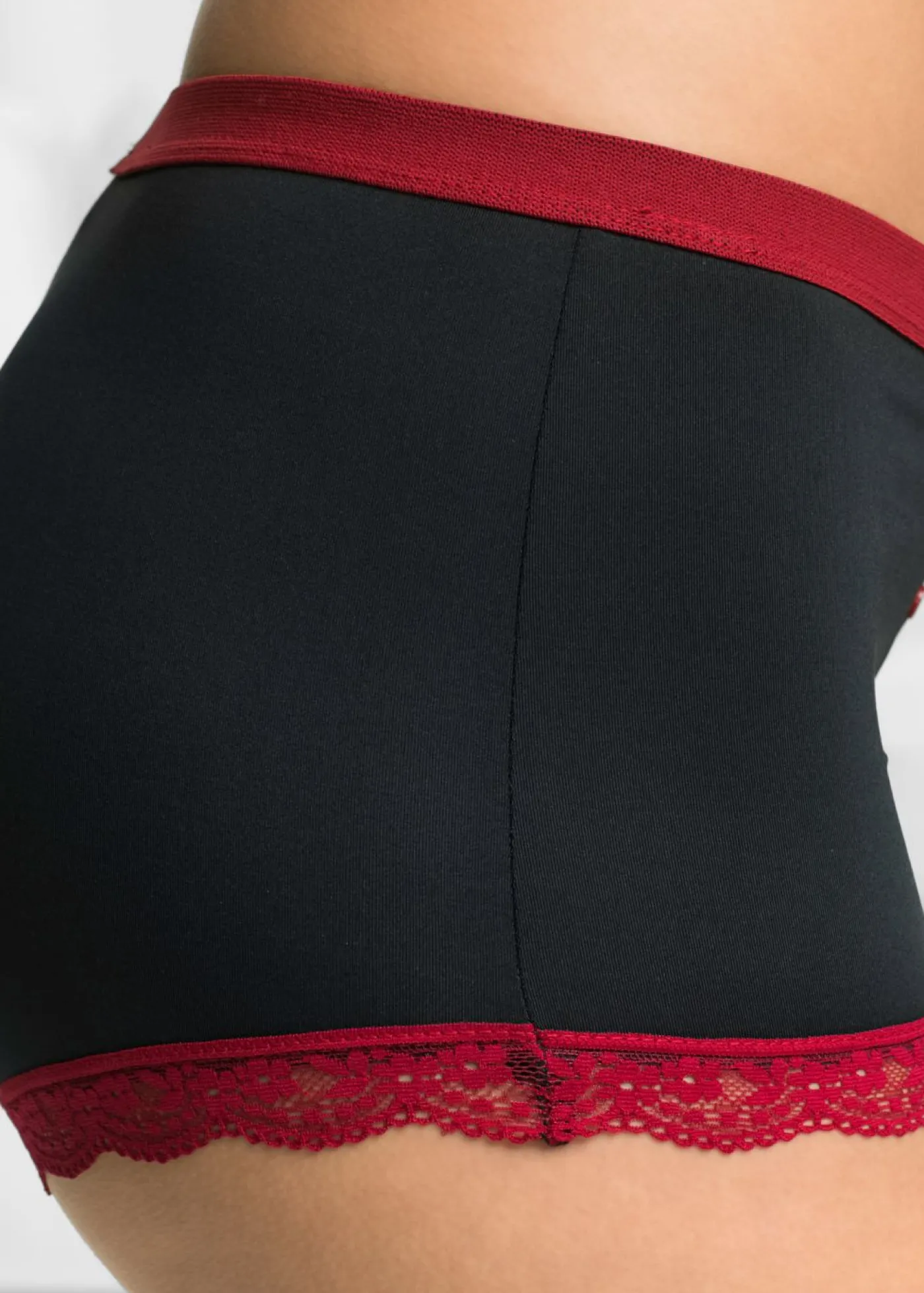 bonprix bonprix Braguitas bóxer de microfibra para mujer (3 unidades) Negro-rojo oscuro Hot