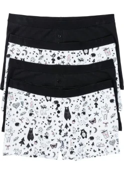 bonprix bonprix Braguitas bóxer de mujer (4 unidades) Negro-blanco estampado Discount