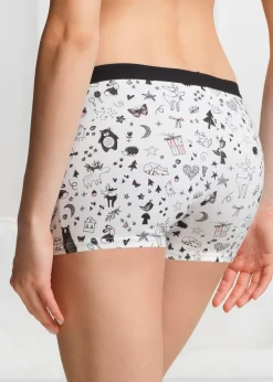 bonprix bonprix Braguitas bóxer de mujer (4 unidades) Negro-blanco estampado Discount