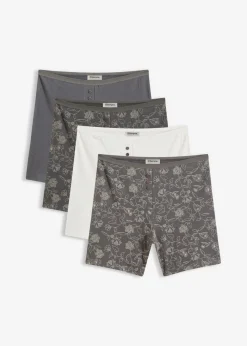 bonprix bonprix Braguitas bóxer largas de mujer (4 unidades) Gris estampado New