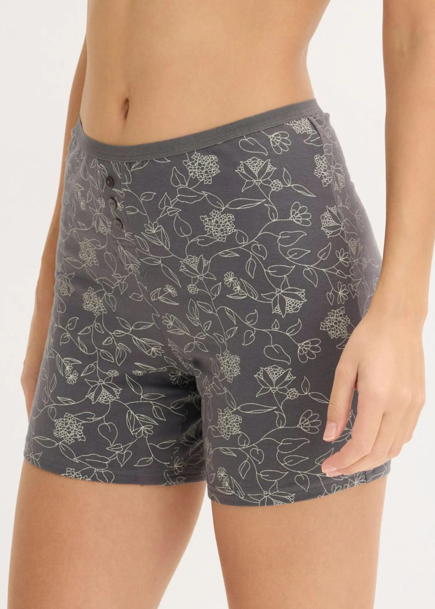 bonprix bonprix Braguitas bóxer largas de mujer (4 unidades) Gris estampado New
