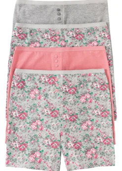 bonprix bonprix Braguitas bóxer largas de mujer (4 unidades) Gris claro jaspeado/rosa/verde de flores Hot