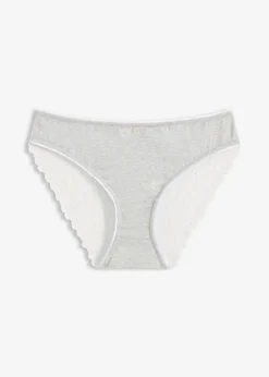 bonprix bonprix Braguitas de algodón y encaje Gris claro jaspeado-blanco Hot
