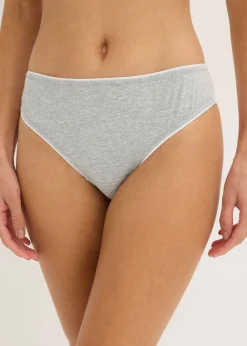 bonprix bonprix Braguitas de algodón y encaje Gris claro jaspeado-blanco Hot