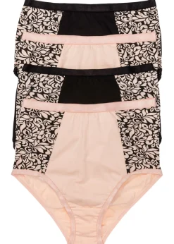 bonprix bonprix Braguitas de talle alto con algodón orgánico (4 unidades) Negro-beige perla Discount