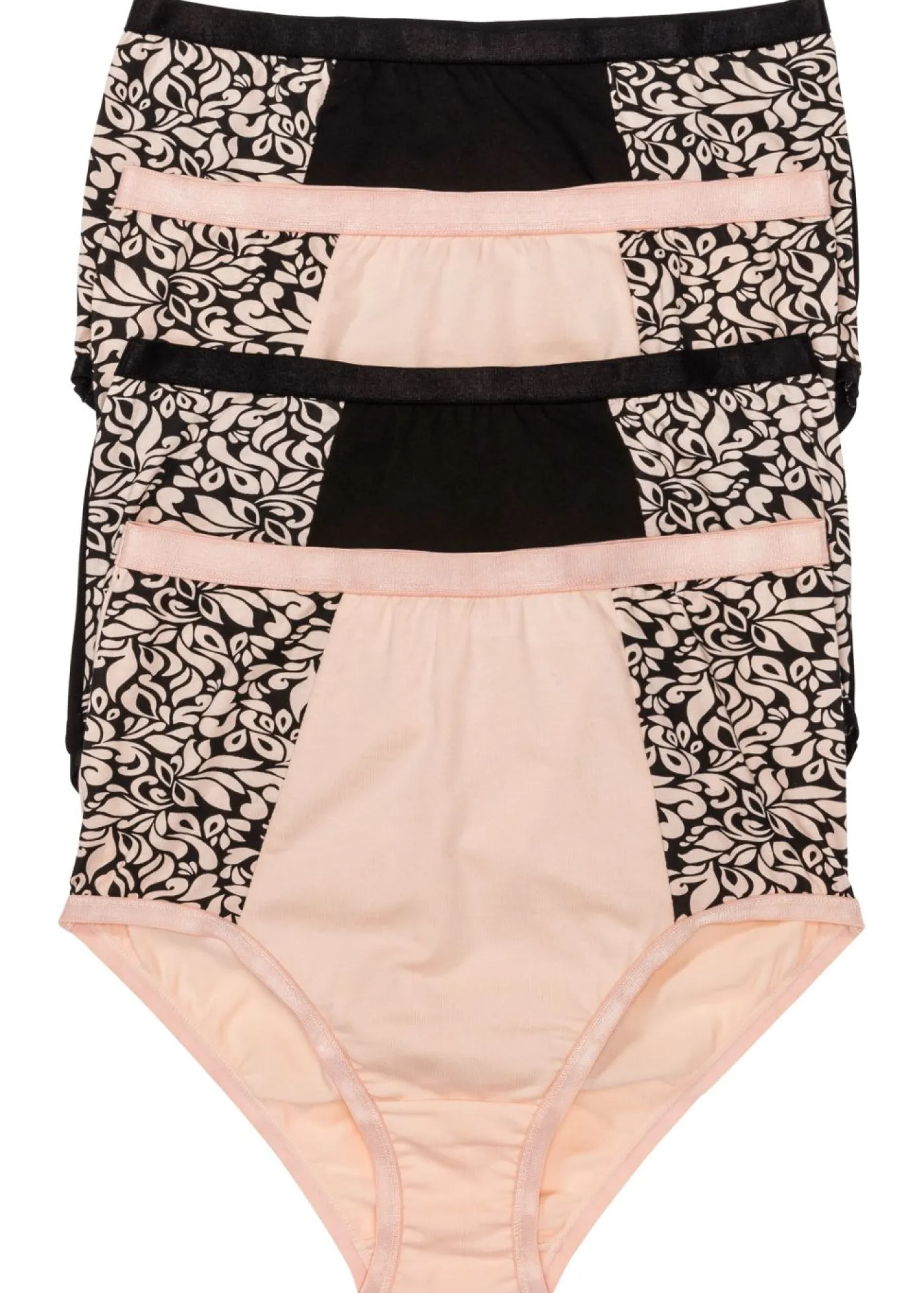 bonprix bonprix Braguitas de talle alto con algodón orgánico (4 unidades) Negro-beige perla Discount