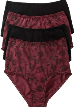 bonprix bonprix Braguitas de talle alto con algodón orgánico (4 unidades) Negro/rojo avellana estampado Clearance