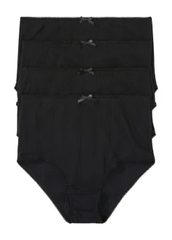 bonprix bonprix Braguitas de talle alto con algodón ligero (4 unidades) Negro Outlet
