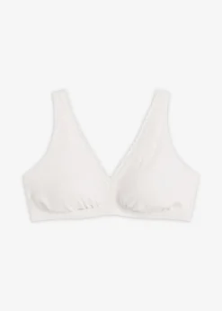 bonprix bonprix Bralette acolchado sin aros de canalé con algodón orgánico Blanco