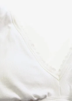 bonprix bonprix Bralette acolchado sin aros de canalé con algodón orgánico Blanco