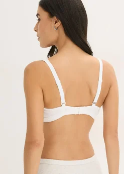 bonprix bonprix Bralette acolchado sin aros de canalé con algodón orgánico Blanco