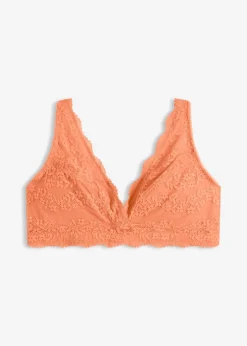 bonprix bonprix Bralette cómodo con algodón orgánico suave y encaje papaya suave Outlet