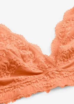 bonprix bonprix Bralette cómodo con algodón orgánico suave y encaje papaya suave Outlet