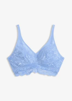 bonprix bonprix Bralette con encaje de flores y malla azul provenzal Sale