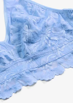 bonprix bonprix Bralette con encaje de flores y malla azul provenzal Sale