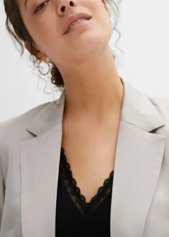 bonprix bonprix Bralette de canalé de algodón orgánico con encaje Negro Online