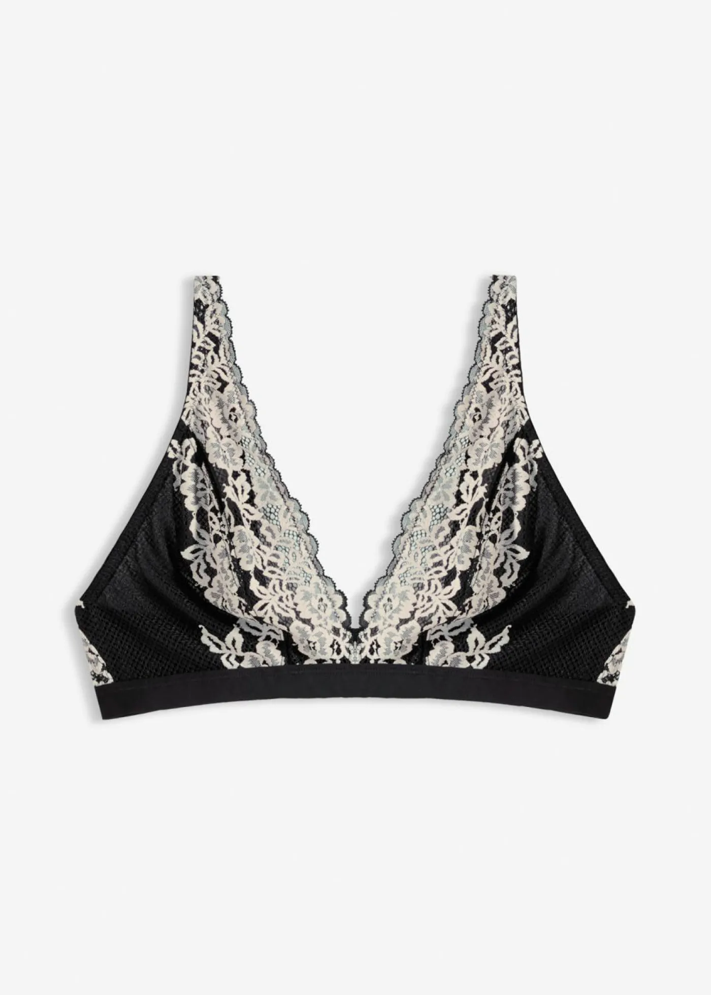 bonprix bonprix Bralette de encaje bicolor Negro-blanco lana Clearance