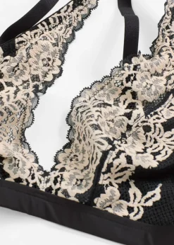 bonprix bonprix Bralette de encaje bicolor Negro-blanco lana Clearance