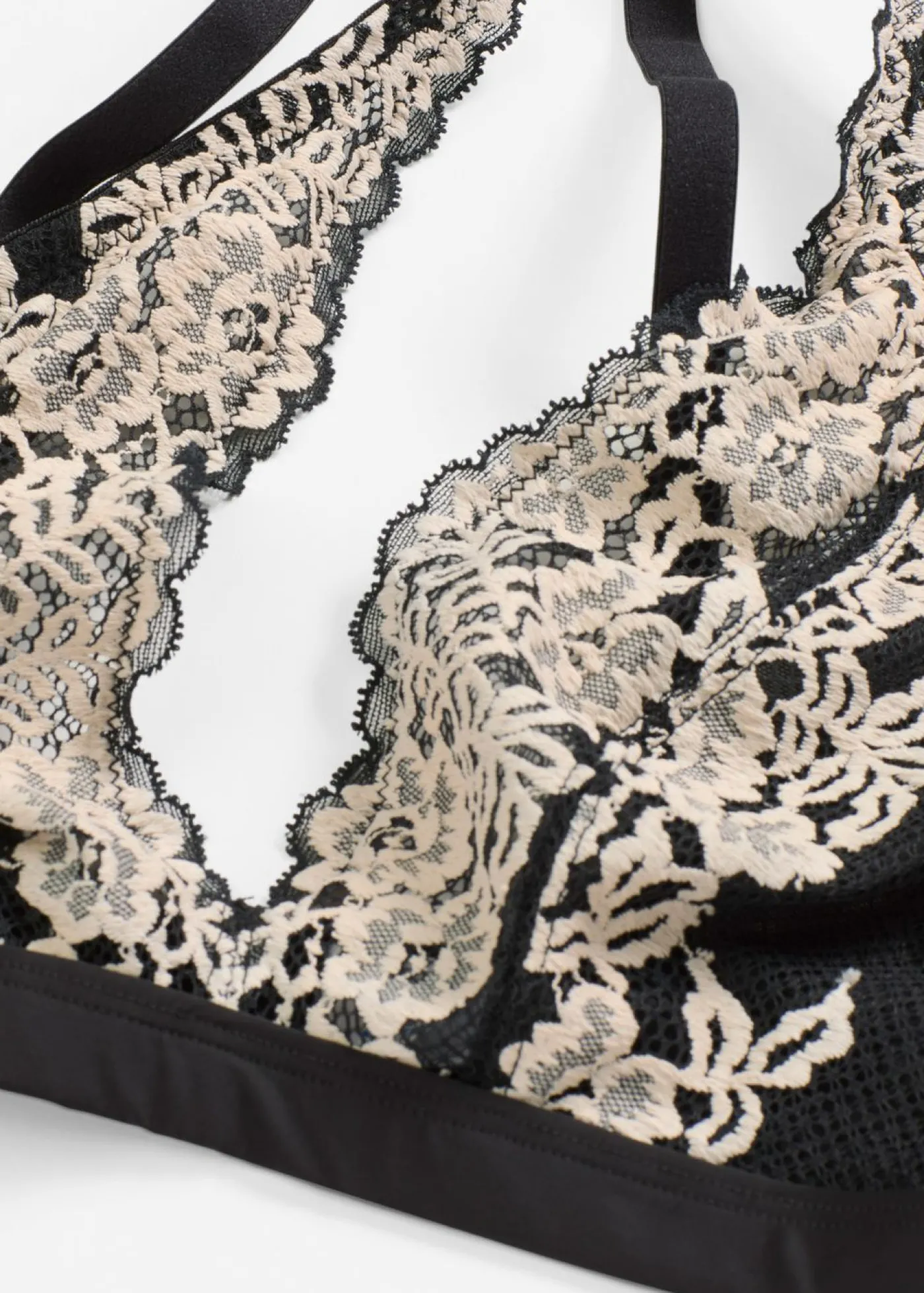 bonprix bonprix Bralette de encaje bicolor Negro-blanco lana Clearance