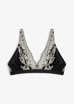 bonprix bonprix Bralette de encaje bicolor Negro-blanco lana Sale