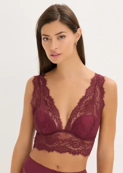 bonprix bonprix Bralette de encaje delicado rojo avellana