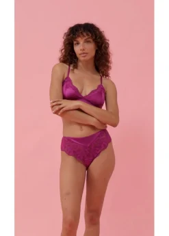 bonprix bonprix Bralette de material brillante Fucsia oscuro Best