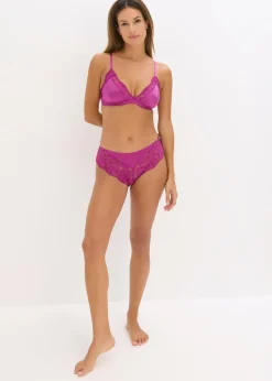 bonprix bonprix Bralette de material brillante Fucsia oscuro Best