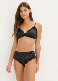 bonprix bonprix Bralette de material brillante Negro Hot
