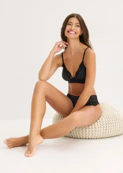 bonprix bonprix Bralette de material brillante Negro Hot