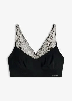 bonprix bonprix Bralette Feel Comfort con corte láser Negro-blanco lana Hot