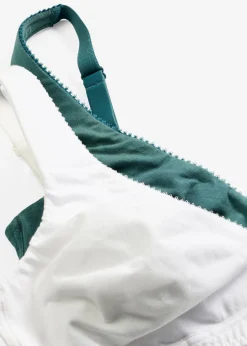 bonprix bonprix Bralette sin aros con algodón (2 unidades) verde pimiento -blanco