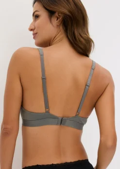 bonprix bonprix Bralette sin aros con algodón orgánico (2 unidades) granito-azul marino New