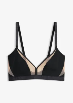 bonprix bonprix Bralette sin aros con insertos transparentes negro-marrón claro Outlet