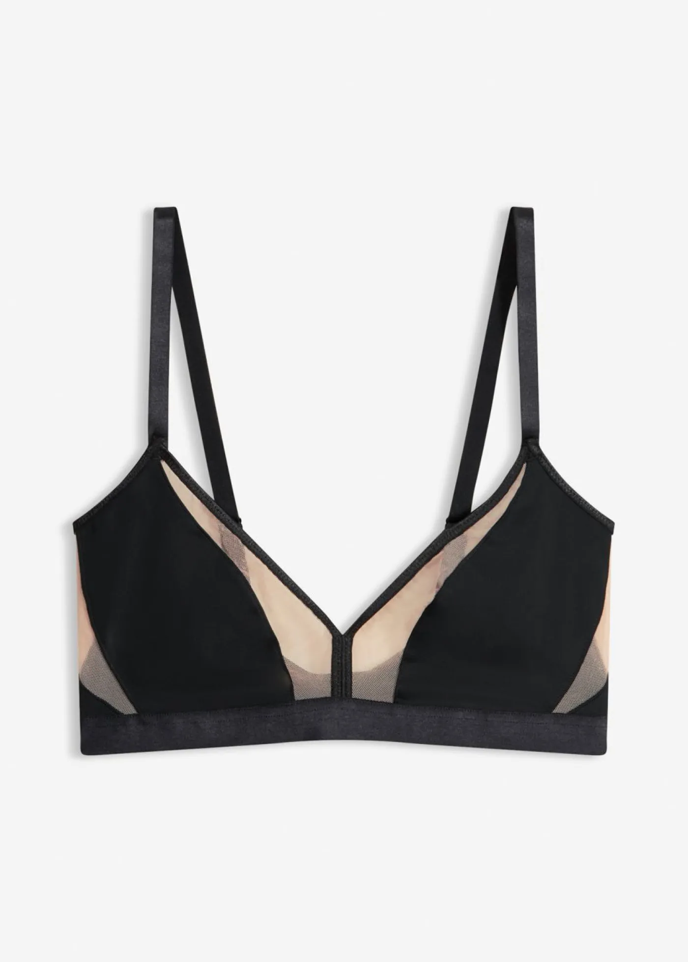 bonprix bonprix Bralette sin aros con insertos transparentes negro-marrón claro Outlet